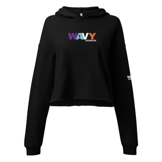 WAVY Womens Premium Multicolored Logo Crop Top Hoodie