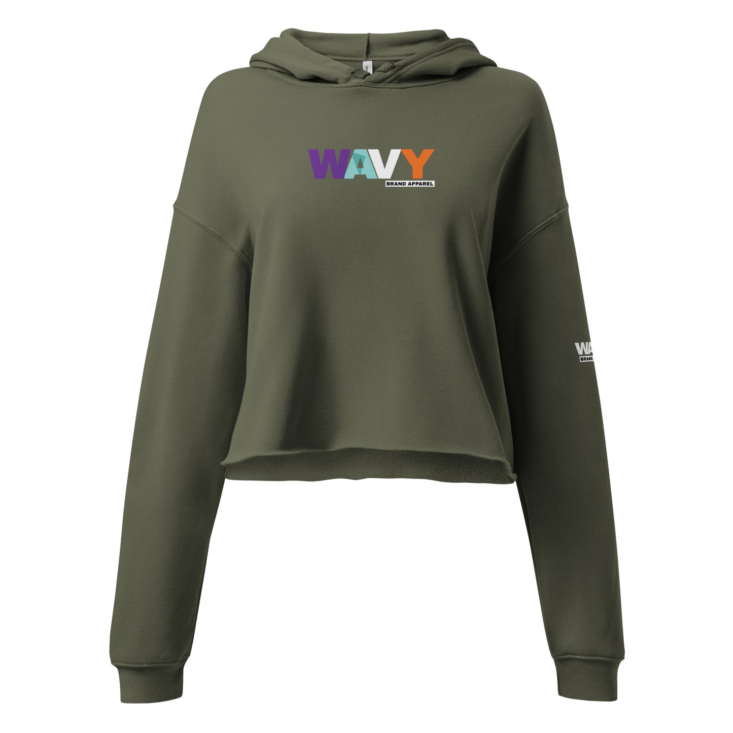 WAVY Womens Premium Multicolored Logo Crop Top Hoodie